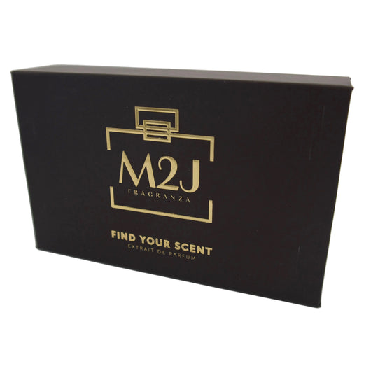 Verschiedene M2J Fragranza Signature Düfte zum Kennenlernen, Flaschen in eleganten Designs auf weißem Hintergrund