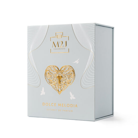 Verpackung Dolce Melodia Parfum auf weißem Hintergrund